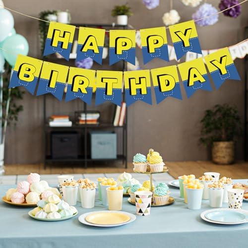 Cartoon Happy Birthday Banner with Fishtail Design