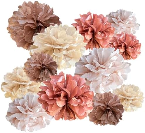ZOOYOO Rose Gold Tissue Paper Pom Poms Set 12PCS