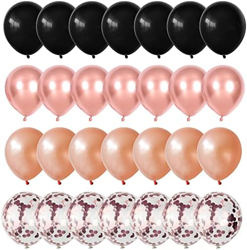 Rose Gold Black Pearl Balloons 60 Pcs for Parties