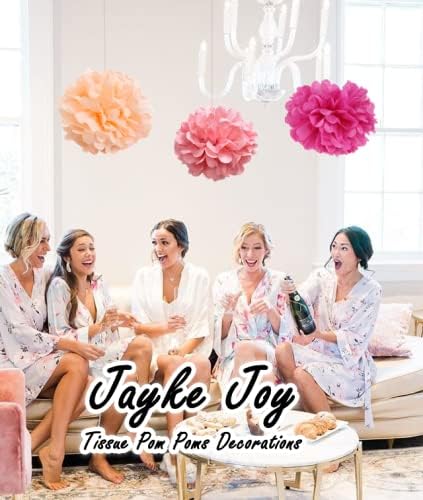 12 Pcs Pink Tissue Paper Pom Poms Kit