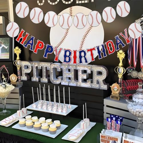 YOUDICT Baseball Birthday Banner with Adjustable Letters