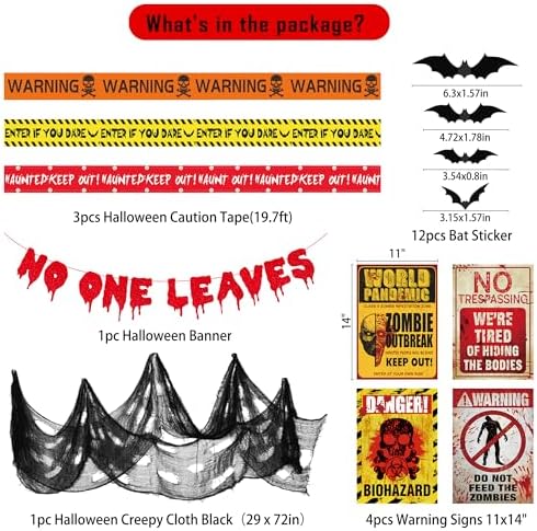 Roetyce Halloween Decorations Kit with Banners and Stickers