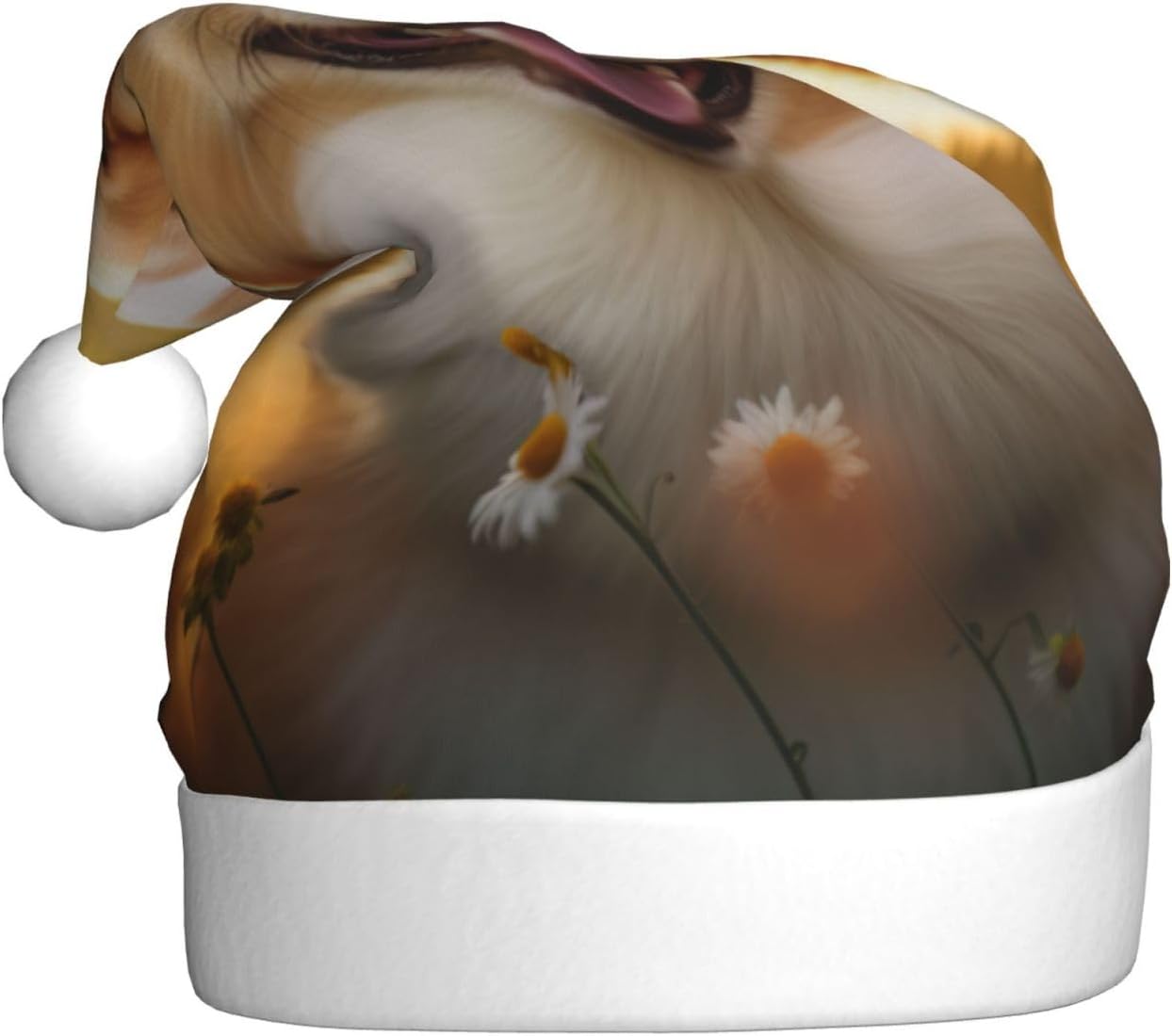 Qin Zheng Corgi Floral Santa Hat for Women