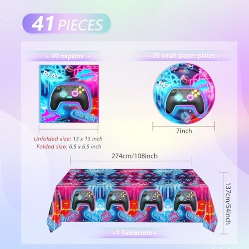 41Pcs Gaming Birthday Decorations Party Set Blue