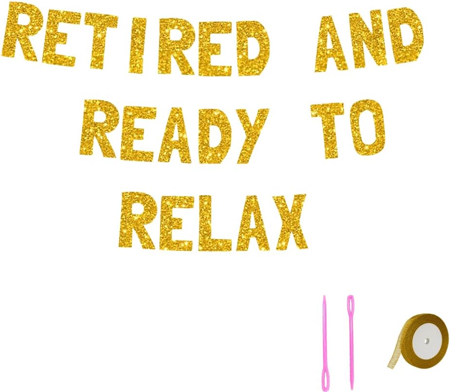 Meowoo Celebrate Retirement Banner with Glittery Gold Letters
