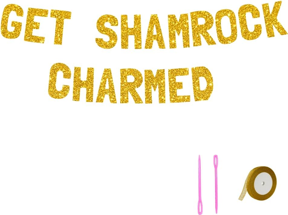 Meowoo St Patricks Day Gold Glitter Banner