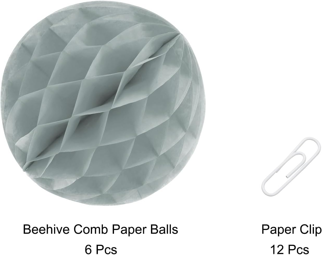 MECCANIXITY 8 Inch Grey Paper Pom Pom Flower Balls Pack of 6