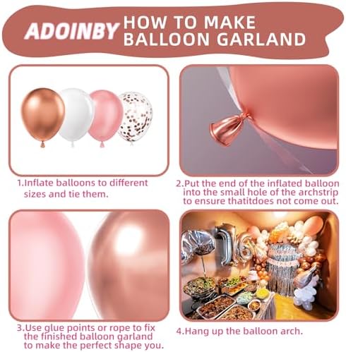140Pcs Rose Gold Balloon Arch Kit