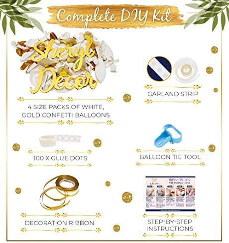 ALL-IN-ONE White and Gold Balloons Garland Arch Kit