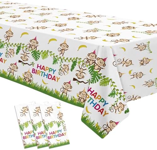 Monkey Birthday Decorations Tablecloth 3 Pack