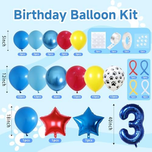 Dog Paw 3rd Birthday Balloon Arch Kit 40 Inch