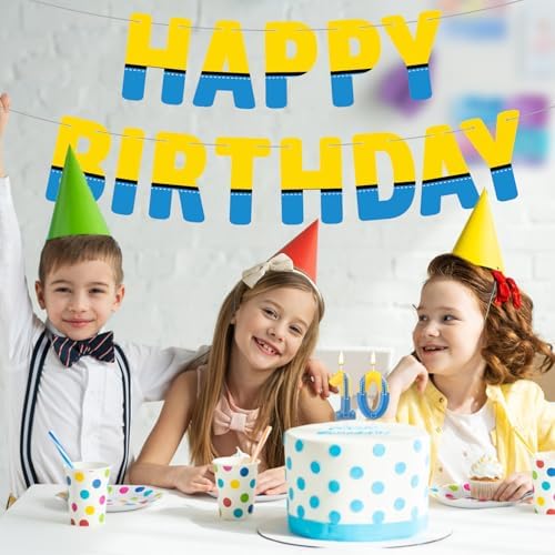 BOXOB Cartoon Happy Birthday Banner Decorations