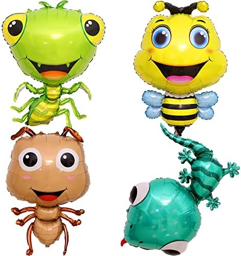 Insect Animal Balloons 4PCS Bee Gecko Ant Mantis