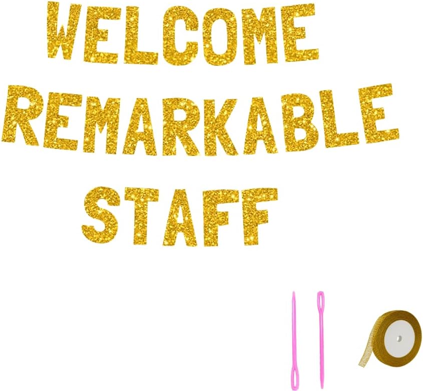 Meowoo Welcome Staff Banner with Gold Glitter