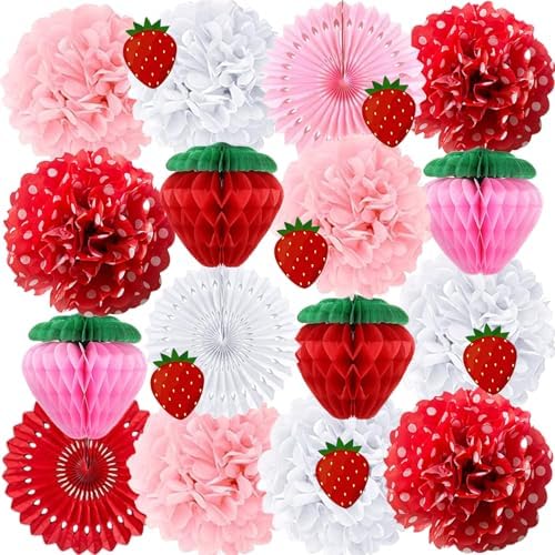 TRBSXRT 24 Pcs Strawberry Party Decorations Set