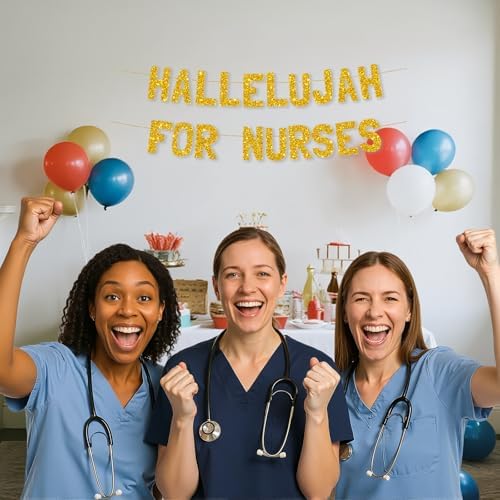 Meowoo Cheers for Nurses Gold Banner Decoration