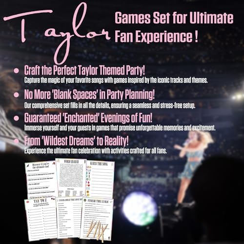 Taylor Birthday Party Favor Set with 15 Games and Pencils