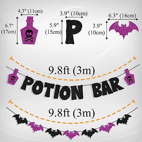 Uniwish Halloween Potion Bar Banner with Bat Garland