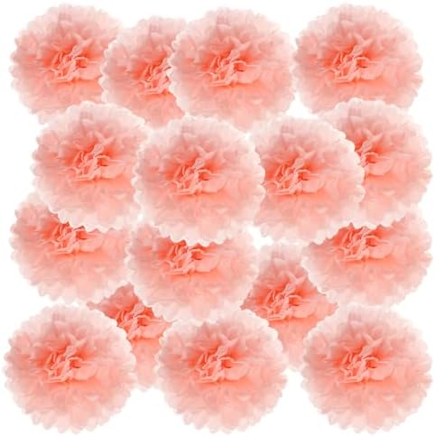 PATIKIL 4 Inch Tissue Pom Poms Flowers 20 Pack Light Orange