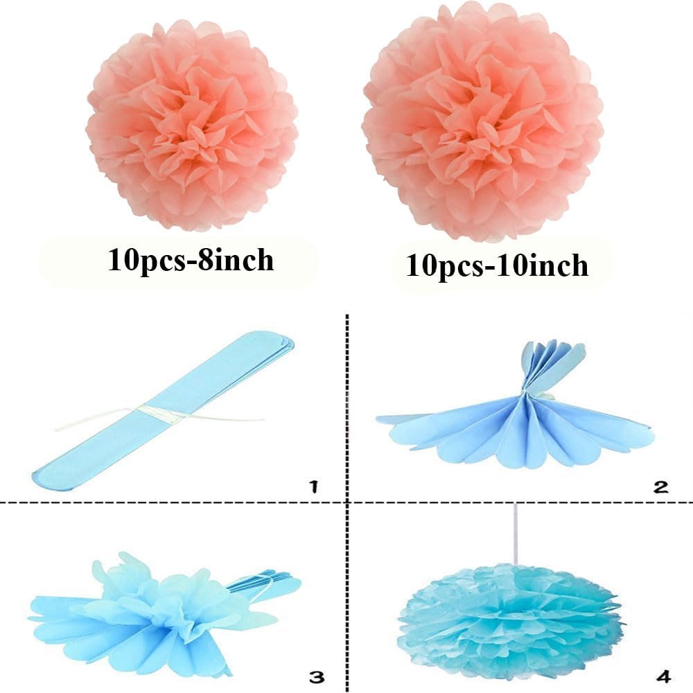 YLYs Love Tissue Pom Poms 20pcs Peach Decor