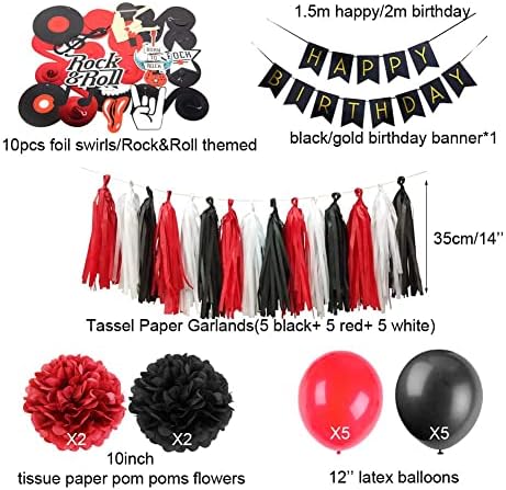 Rock and Roll Birthday Party Decoration 40pcs Easy Joy