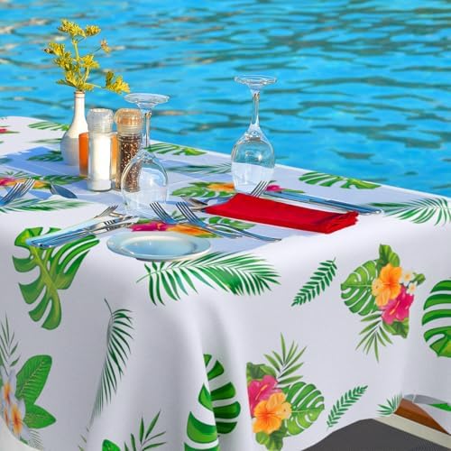 3PCS Hawaiian Luau Tablecloths Plastic 54x108 Inch Disposable Tropical Decor