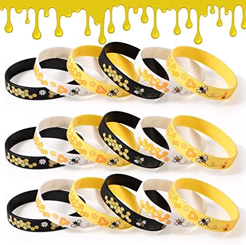 Threan Bee Silicone Bracelets 24 Pack for Parties and Celebrations