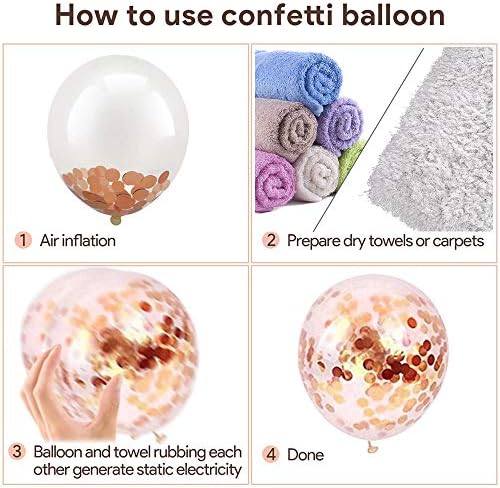 Rose Gold Confetti Latex Balloons 60PCS for Parties