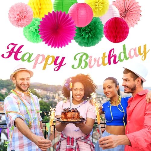 Hawaiian Luau Birthday Decorations 21pcs Set