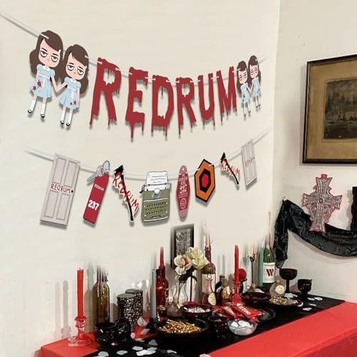 HOMEZZO Halloween Horror Banner Redrum Party Sign