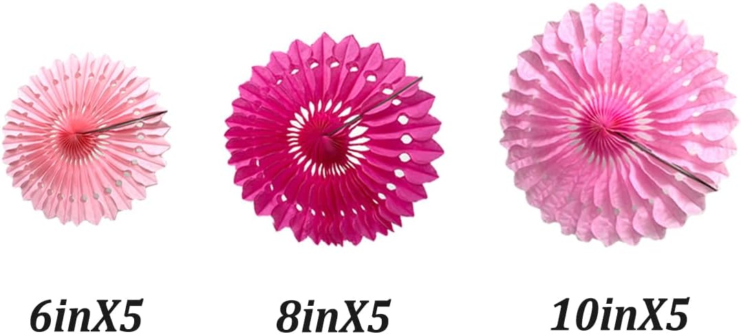15pcs Pink Tissue Paper Fans Decor Set