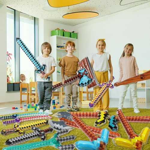 6 Pack Inflatable Pixel Swords Pirate Party Favors