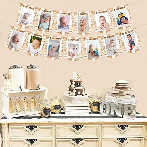 Sursurprise 1st Birthday Cookie and Milk Photo Banner for Kids