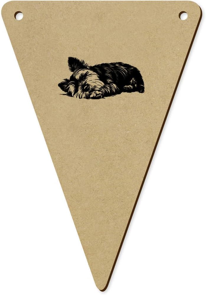 5 x 140mm Yorkshire Terrier Sleeping Wooden Bunting Flags