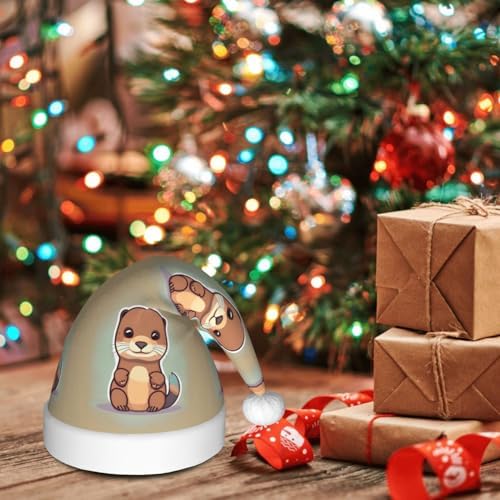 Cartoon Cute Otter Santa Hat Personalized