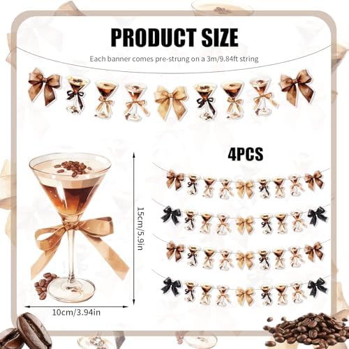 4pcs Bow Martini Party Banner Garland for Espresso Cocktail Theme