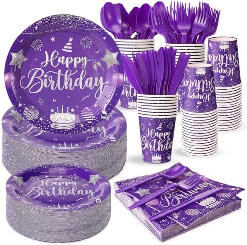 Vesici 350 Pcs Happy Birthday Tableware Set