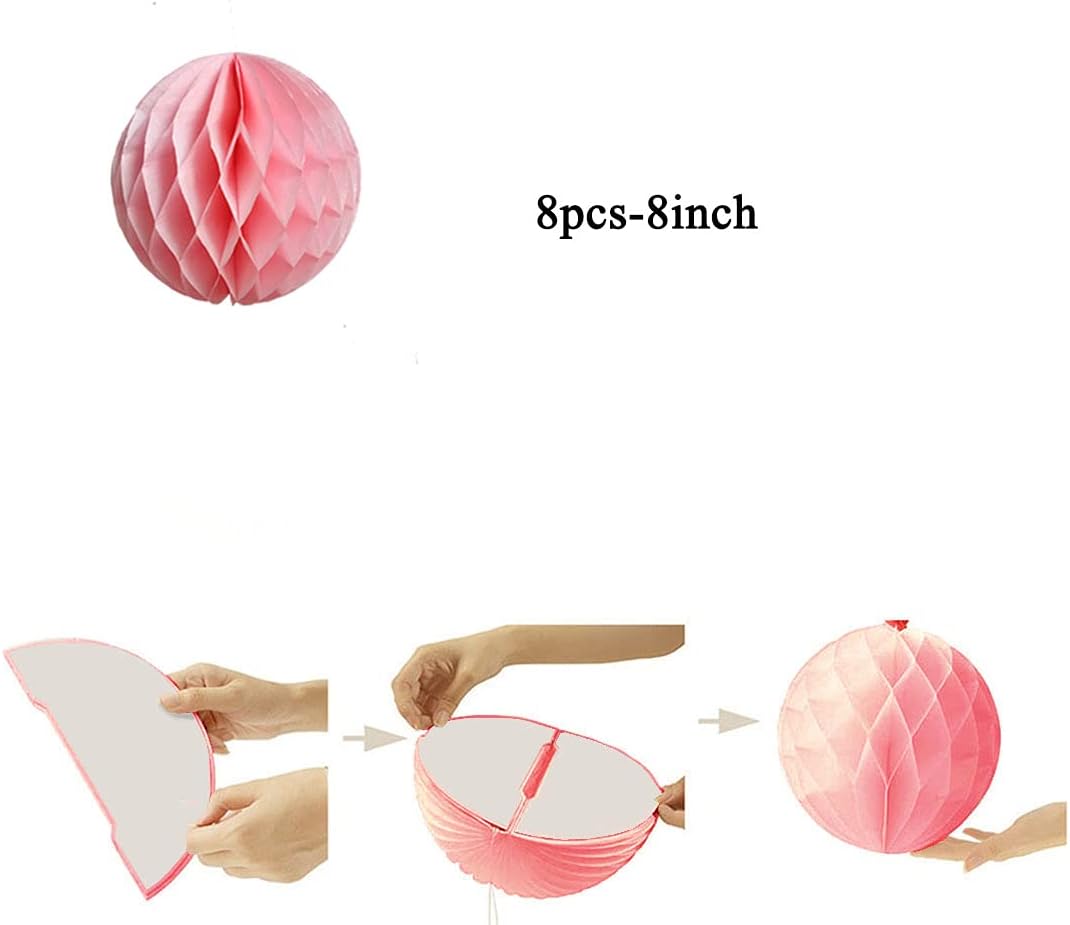 Ylys Love 3D Honeycomb Tissue Paper Party Balls 8pcs