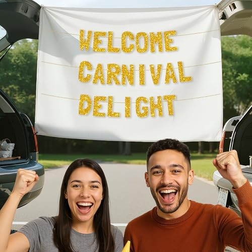 Meowoo Sparkling Gold Glitter Banner for Carnival Decorations