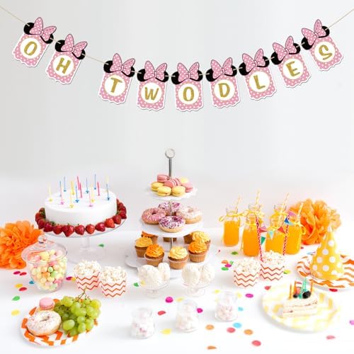 INNORU Oh Twodles Banner 2nd Birthday Decor for Girls