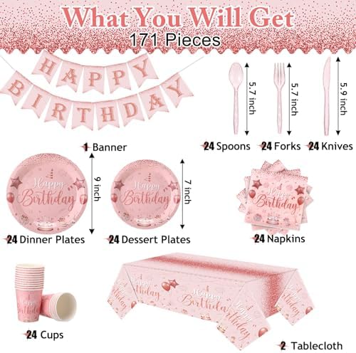 Vesici 171 Pcs Birthday Party Supplies Set