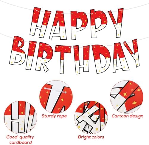 Cartoon Happy Birthday Banner with Hanging Guide Needle