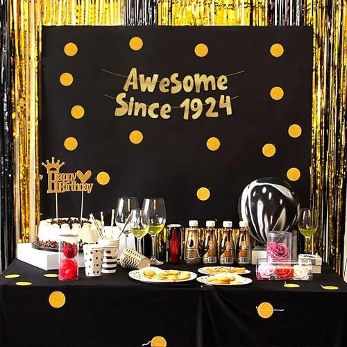 Awesome Since 1924 Gold Glitter Banner 101st Birthday Decor