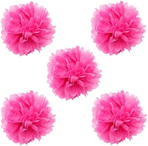WYZworks 5 Pack Fuchsia Tissue Pom Poms Decorations