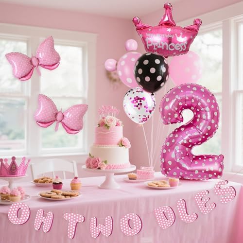 Oh Twodles Pink 2nd Birthday Party Decor Set