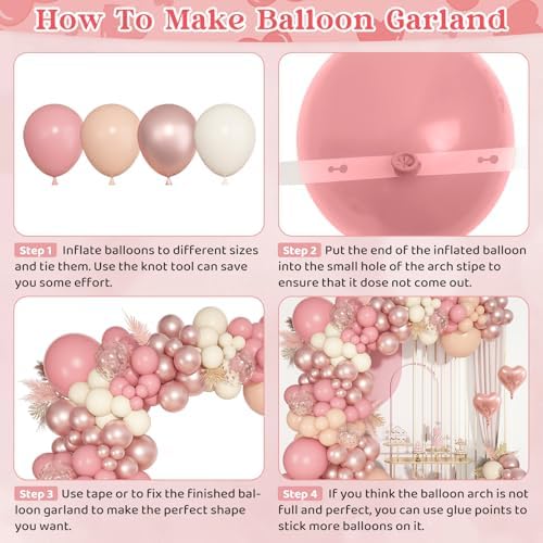 Ouddy Life Dusty Pink Balloon Arch Kit for Weddings and Parties