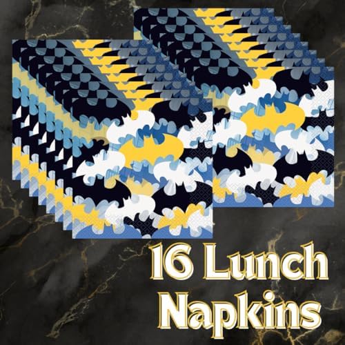 Unique Superhero Party Supplies - Batman Themed Plates and Napkins for 16 Guests