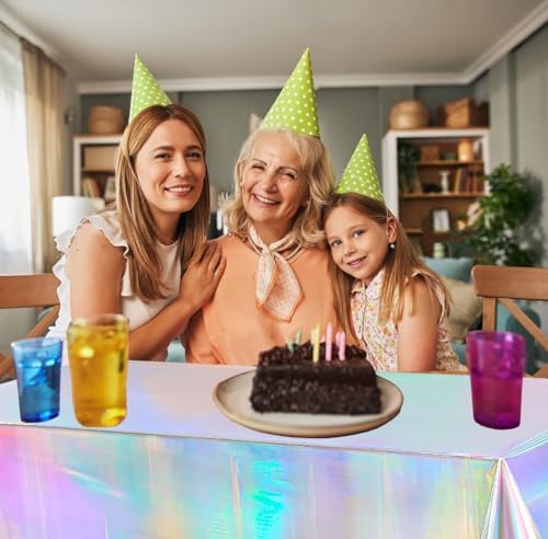 Anllecr 3 Pack Holographic Tablecloths for Parties