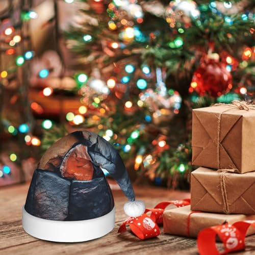 QINZHENG Retro Stone Print Santa Hat for Women