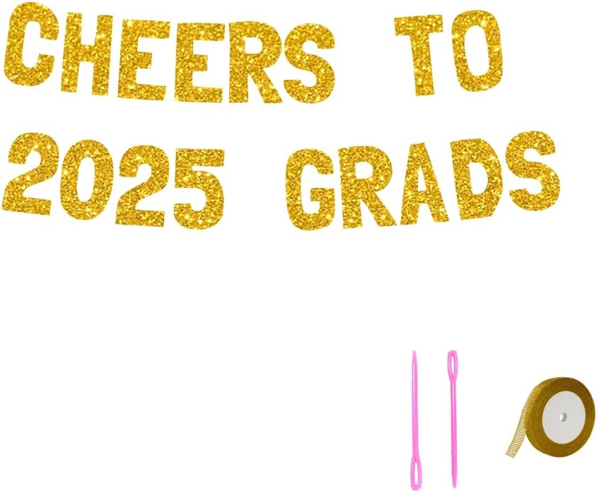 Meowoo 2025 Graduation Banner with Gold Glitter